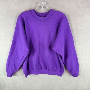 VINTAGE Fruit Of The Loom Sweatshirt Womens XL Raglan Made In USA 90s Grunge